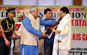 The Governor of Arunachal Pradesh Shri. P B  Acharya  facilitated  to Dr. Nabam Tata at Raj Bhavan on 2nd  May2017